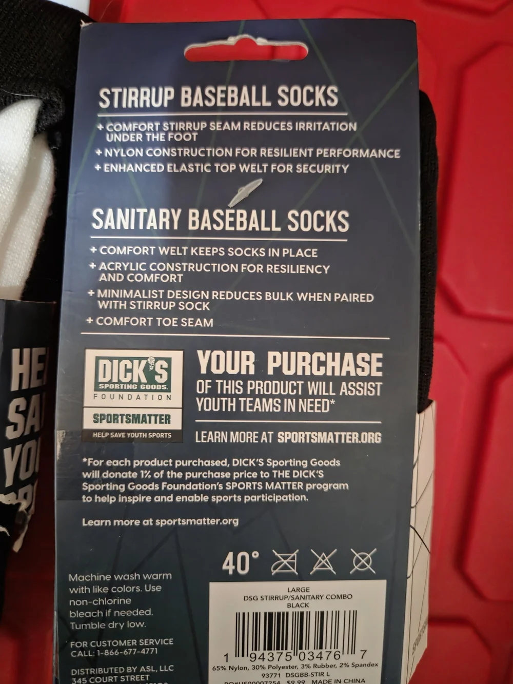 DSG Stirrup & Sanitary Baseball Socks - Size 8-13